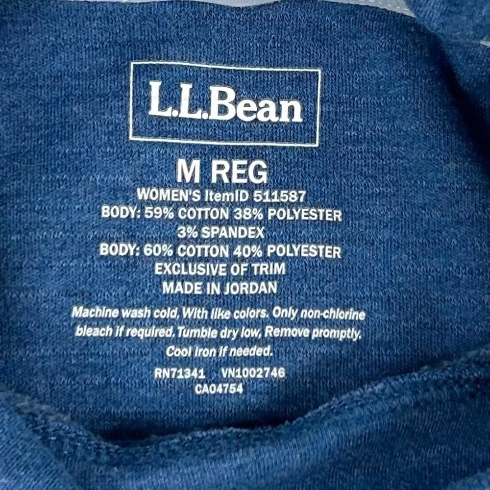 LL Bean Womens Funnel Neck Pullover Blue Heathered Sweatshirt Thumbholes Size M - Picture 3 of 9